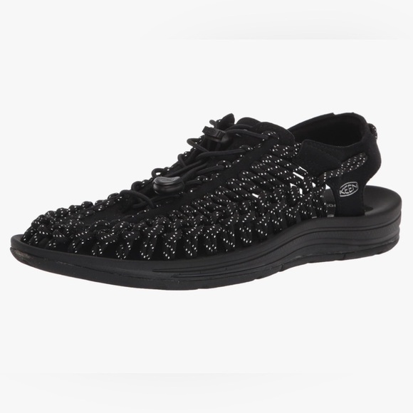 NWOT Keen UNeek two cord sandal in black and silver. Lightweight, size 40. - Picture 1 of 8